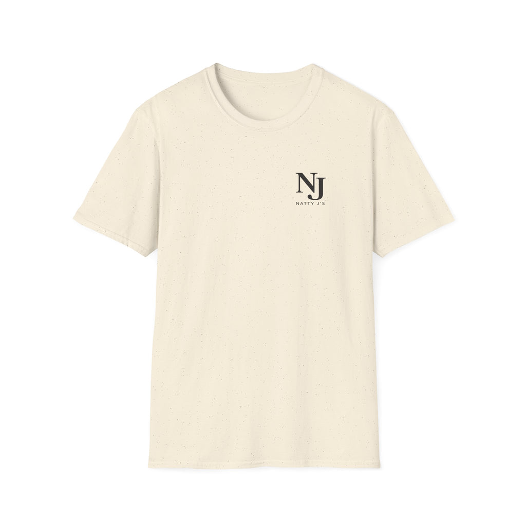 Beige t-shirt with a 'NJ NattyJ's' left chest logo