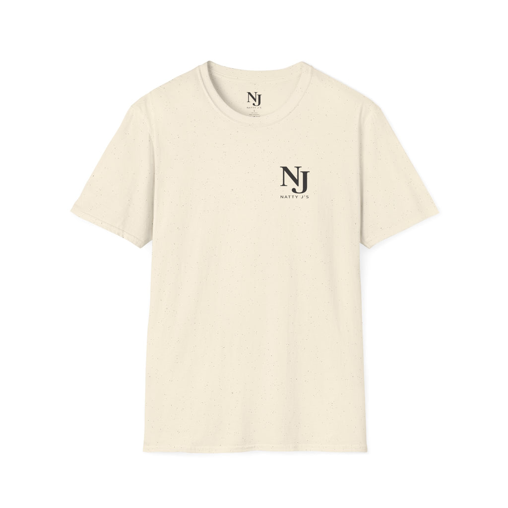 Beige t-shirt with a 'NJ Natty J's' left chest logo