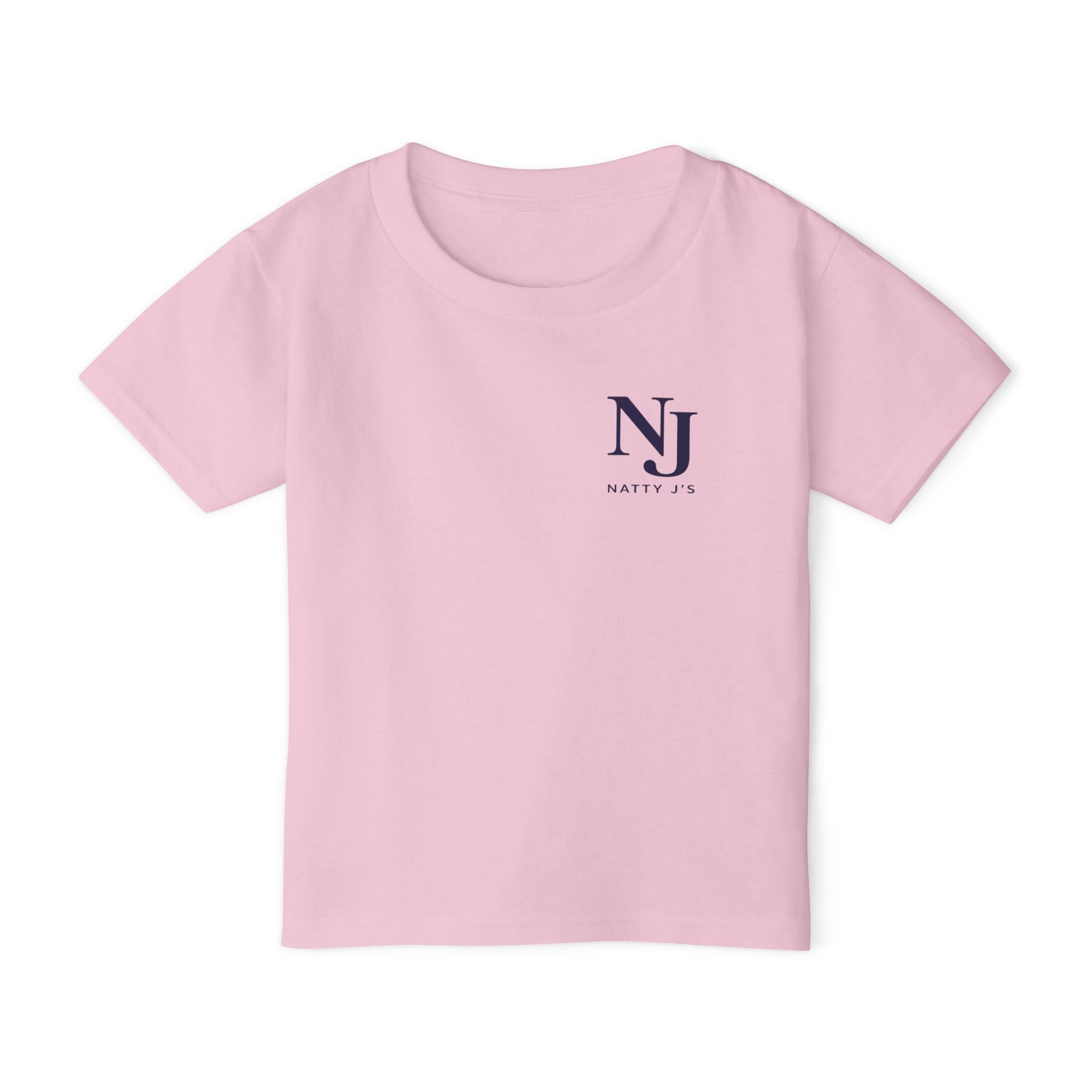 Pink t-shirt with 'NJ NattyJ's' left chest logo on a white background