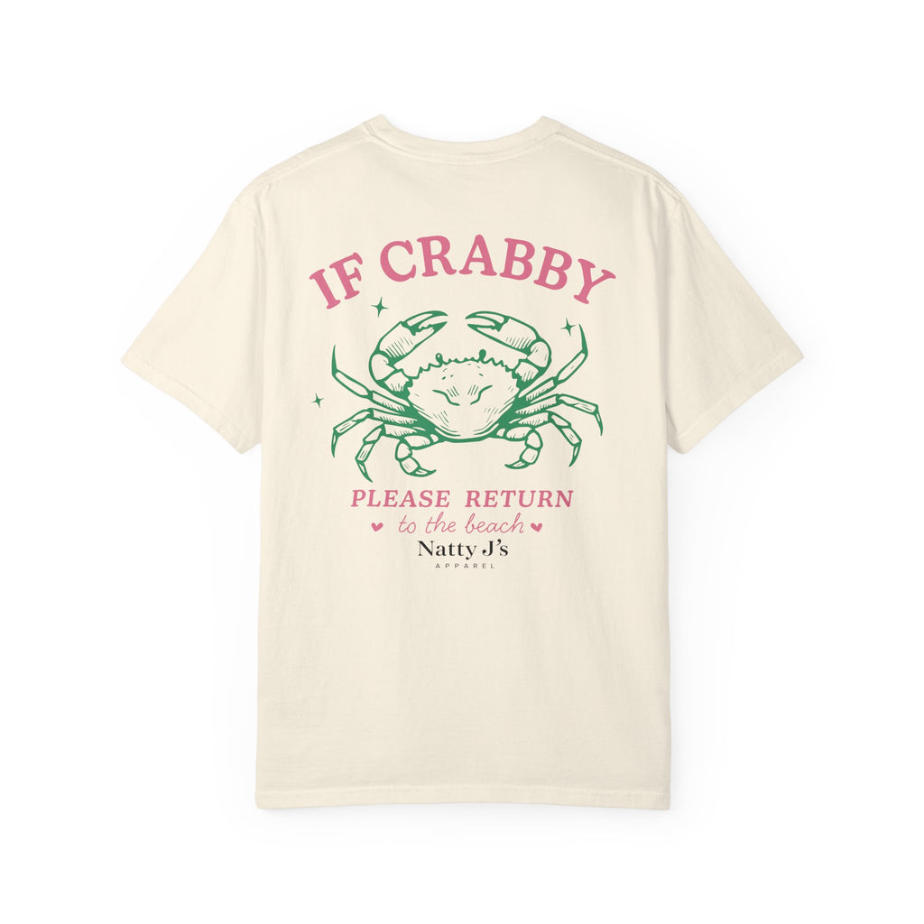 Beige (Ivory) womens funny beach shirt with crab graphic and if crabby please return to the beach quote on light blue t-shirt
coastal womens graphic tee with crab illustration and pastel summer design
cute beach shirt for women with humorous ocean themed quote
summer vacation shirt for women with crab design and beach saying
trendy womens coastal t-shirt with funny beach phrase Featuring NattyJ's Apparel
