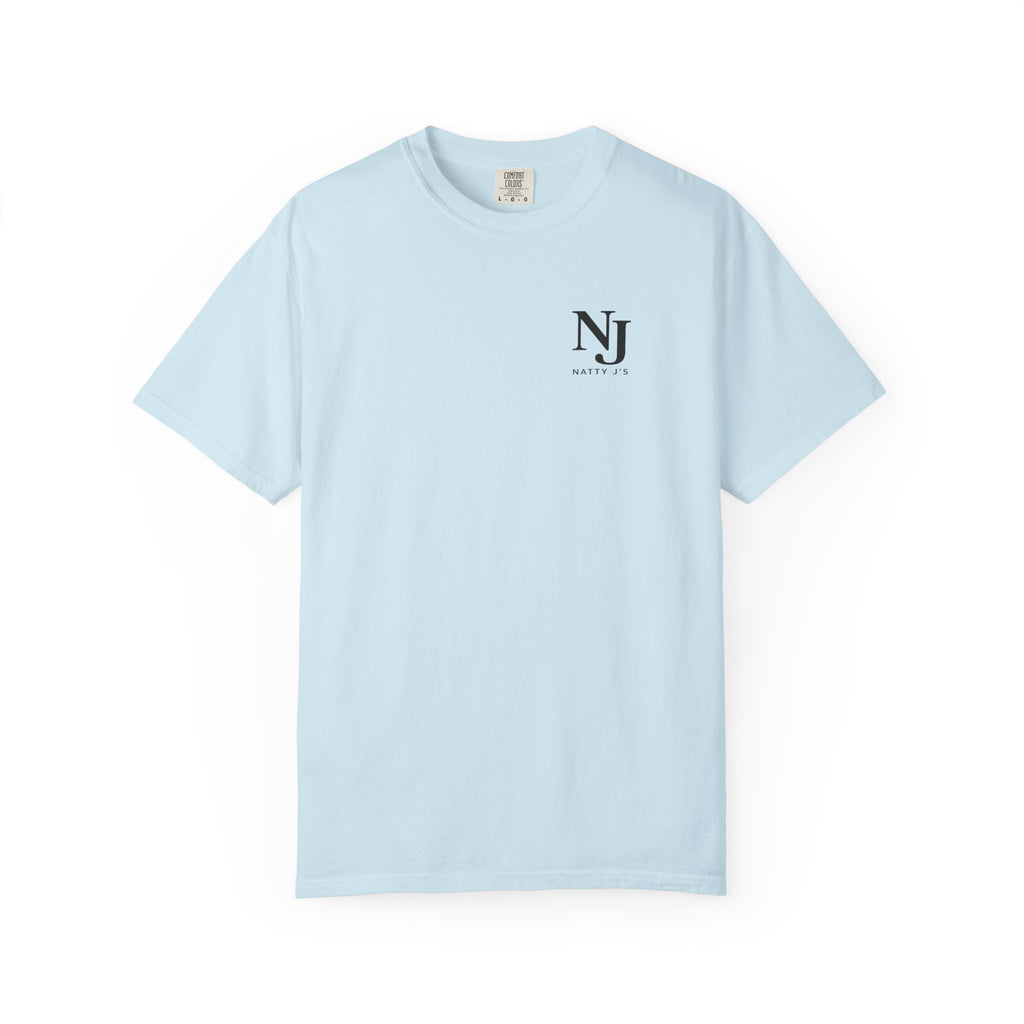 Light blue (chambray) t-shirt with a 'NJ NattyJ's' left chest logo on the chest against a white background