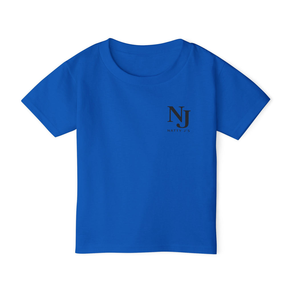 Blue t-shirt with 'NJ NattyJ's' Left Chest logo on a white background