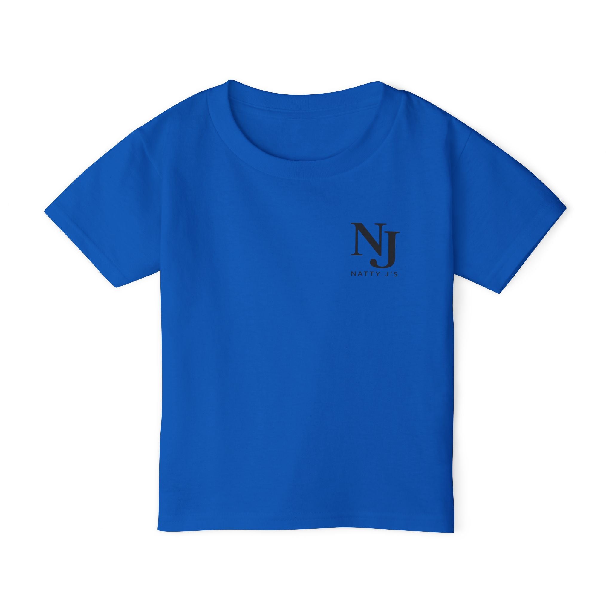 Blue t-shirt with 'NJ NattyJ's' Left Chest logo on a white background