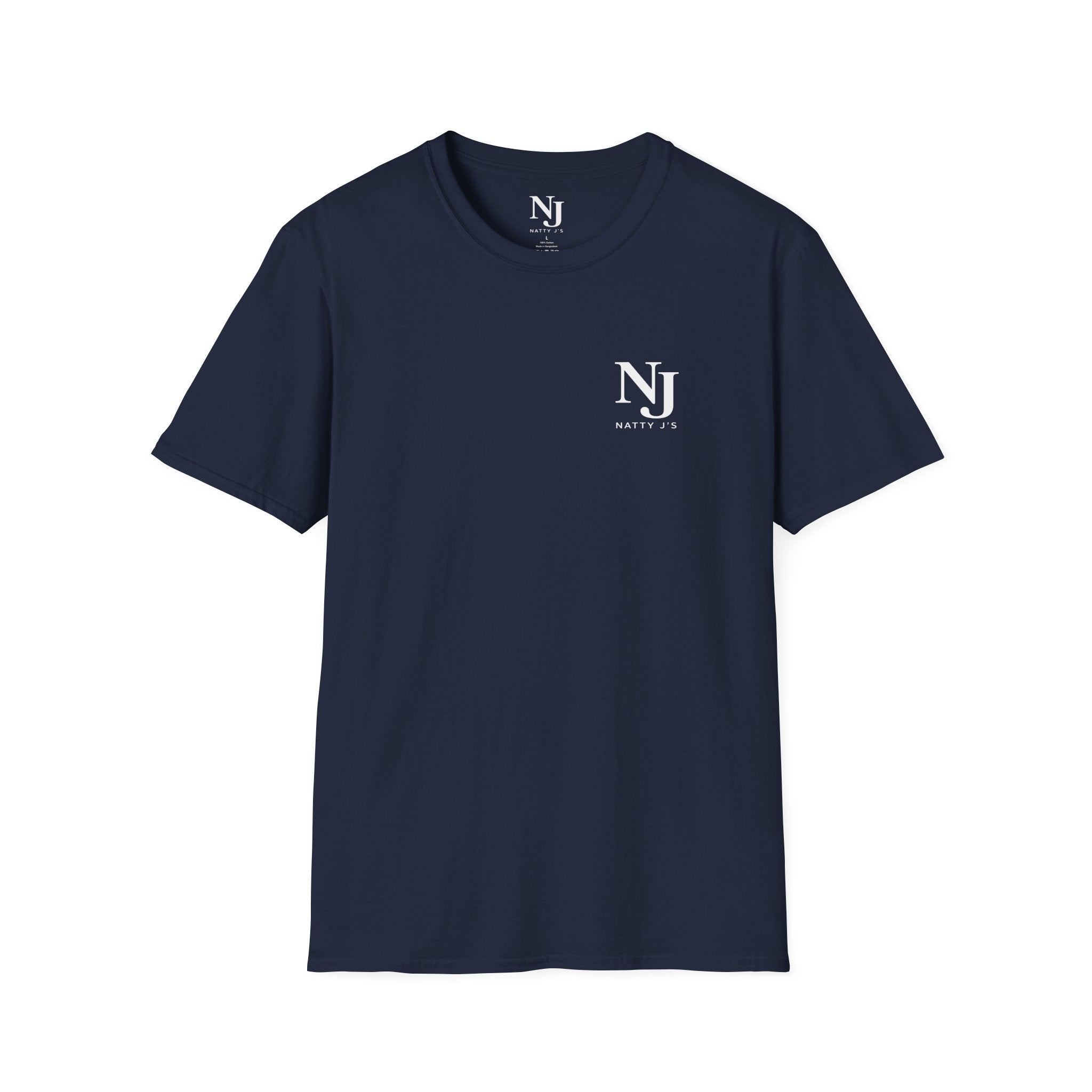 Brown t-shirt with a small graphic on the chest against a white background