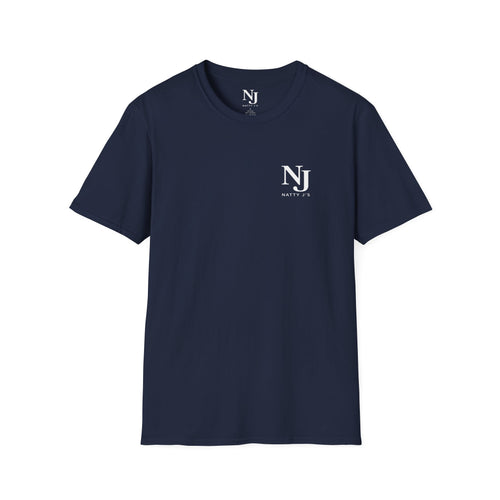 Brown t-shirt with a small graphic on the chest against a white background