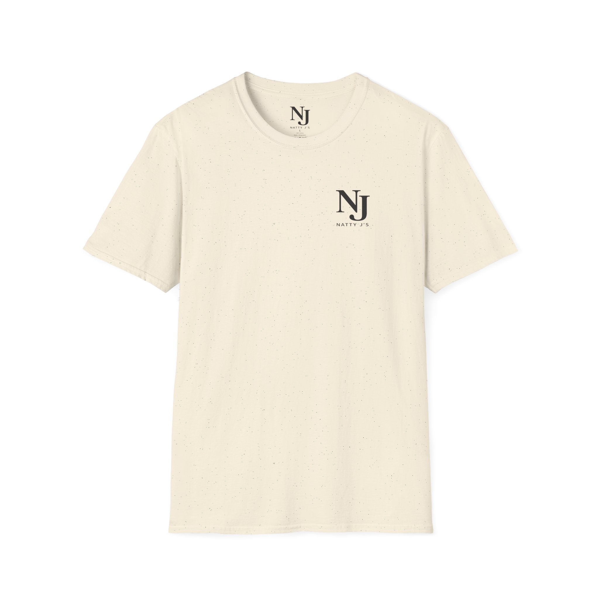 Natural front with Natty J's Apparel left chest logo. 