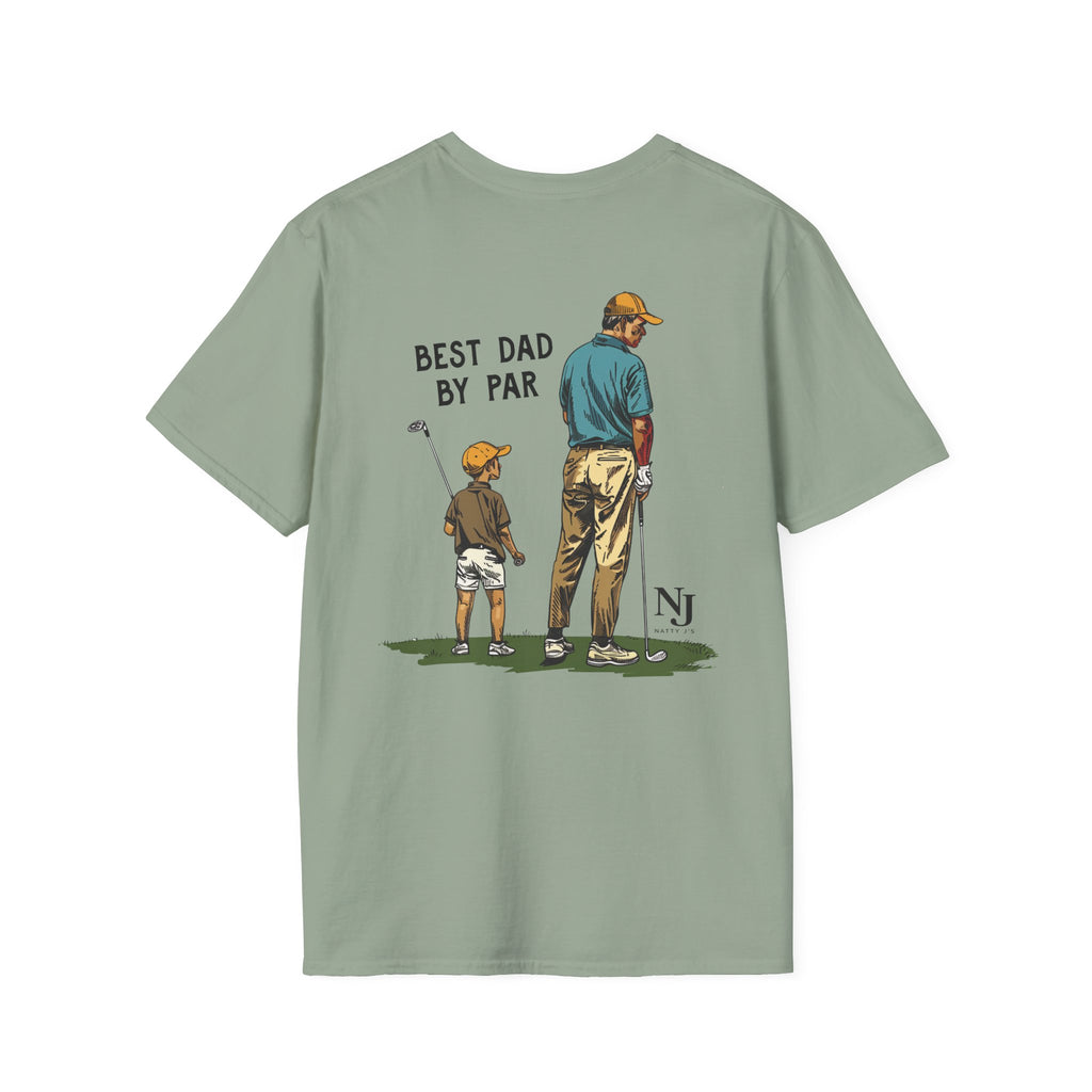 Sage green golf theme father son back graphic