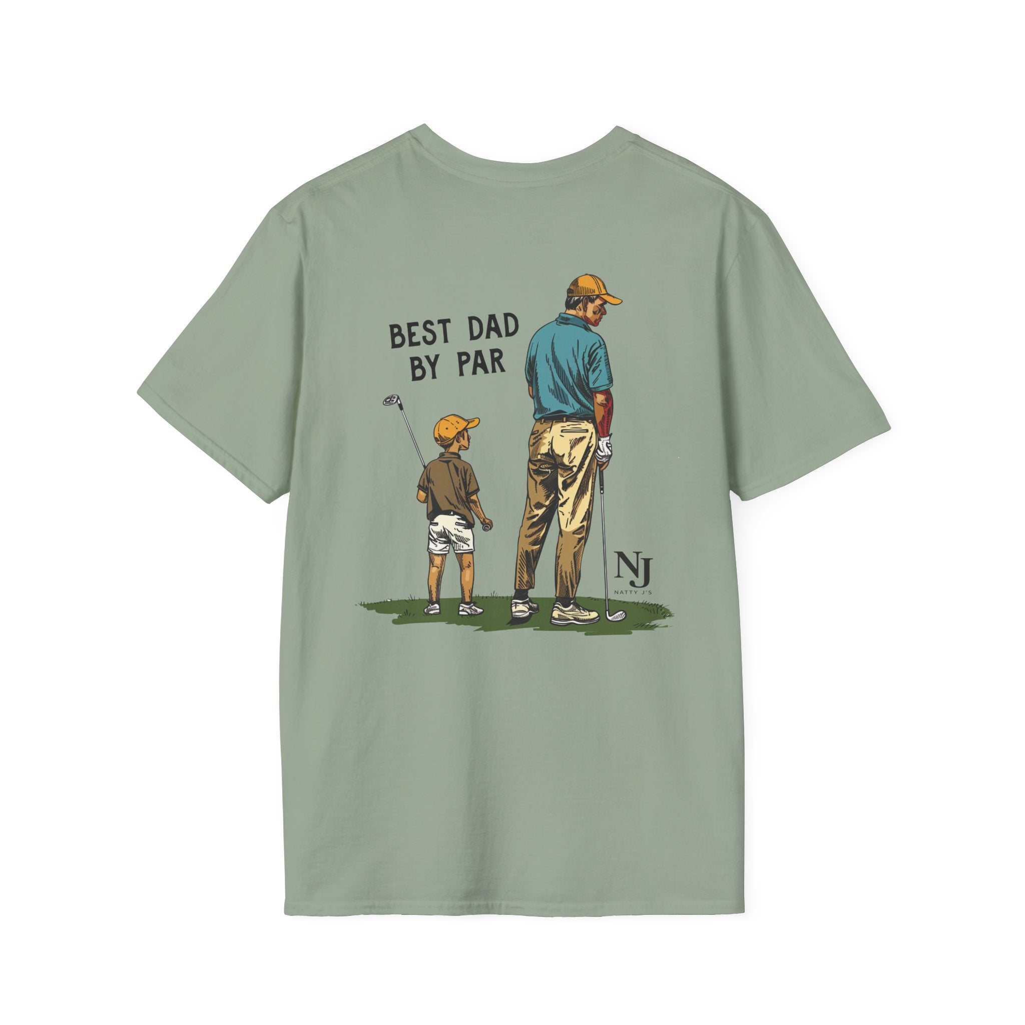 Sage green golf theme father son back graphic