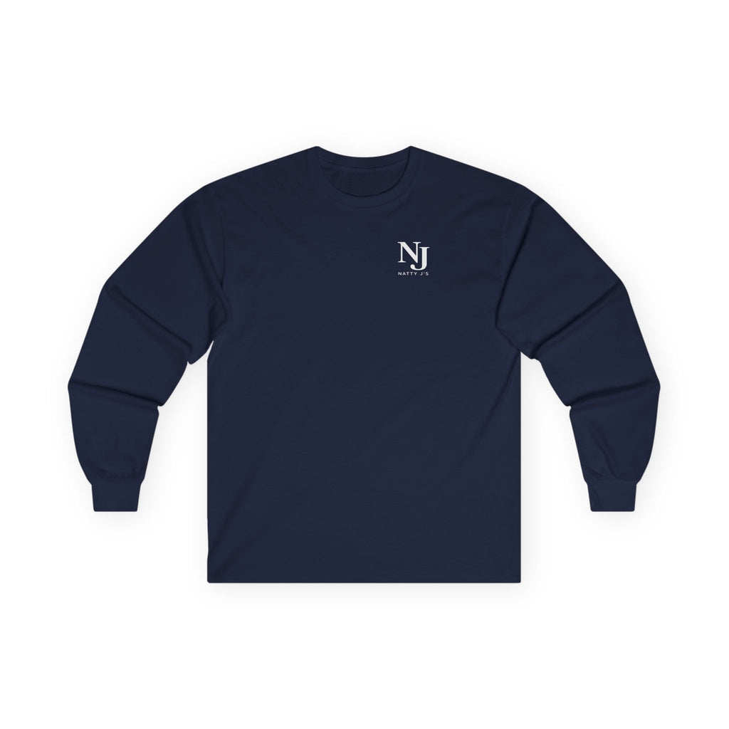 Green long-sleeve shirt with a small logo on a white background