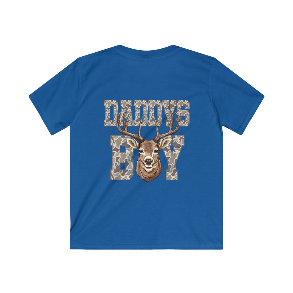 Royal blue stag head design with daddy's boy in a costal camo design