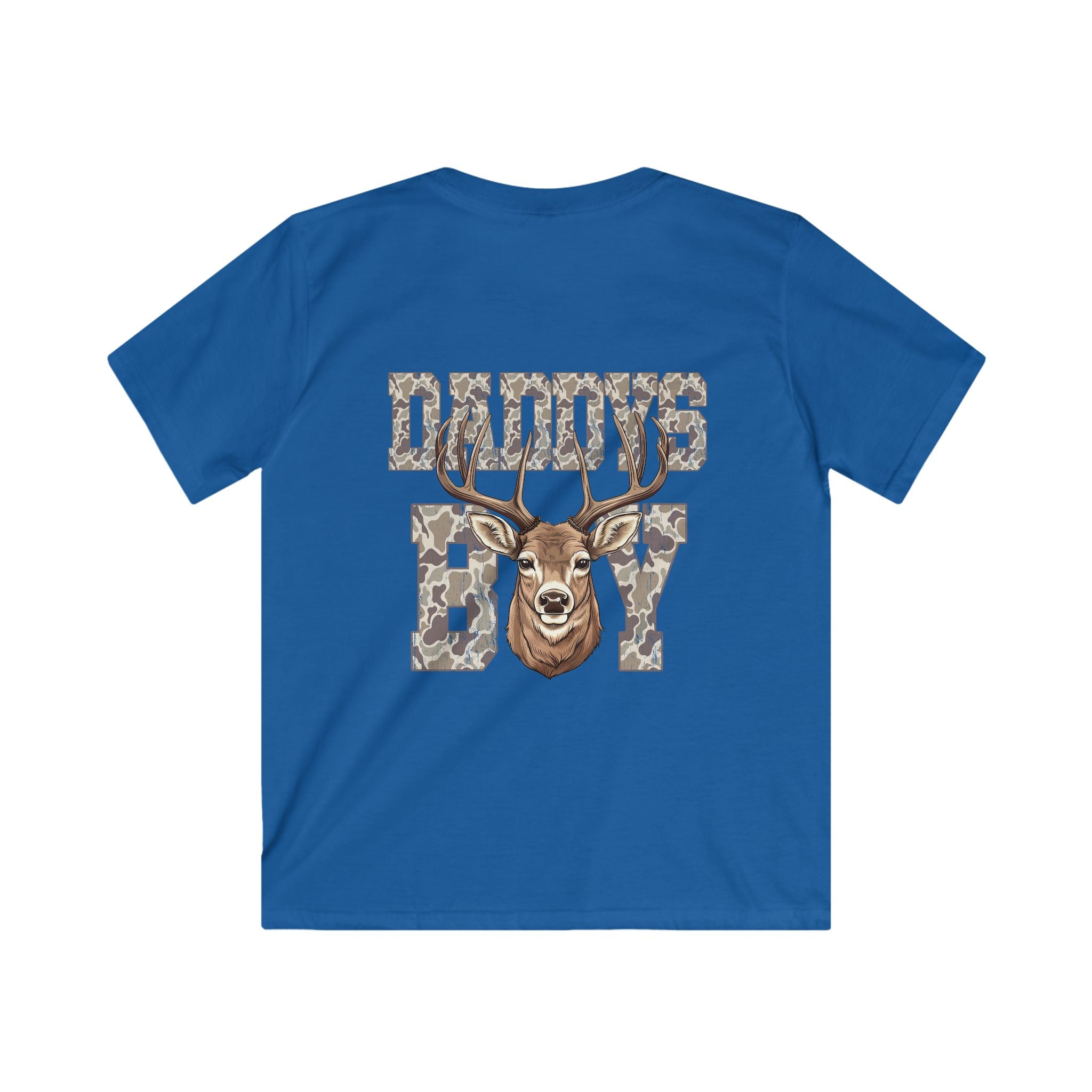 Royal blue stag head design with daddy's boy in a costal camo design