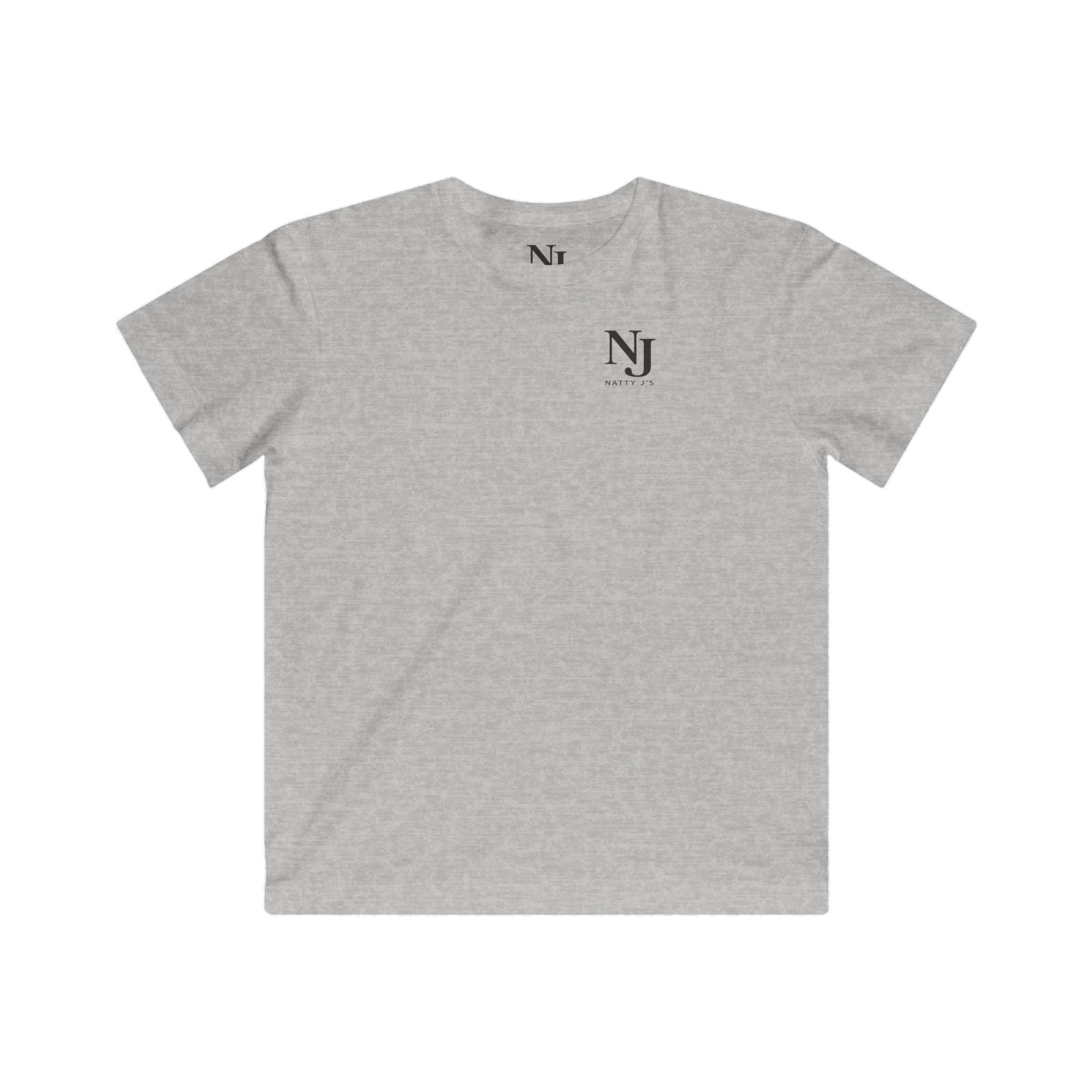Gray t-shirt with 'NJ NattyJ's' Left Chest logo on a white background