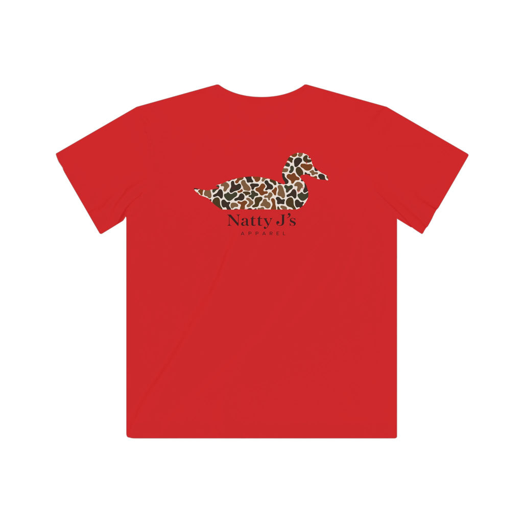 youth Red t shirt with camo duck silhouette graphic for hunting kids
kids camo duck shirt with outdoor hunting design
youth hunting shirt with duck silhouette and camouflage pattern
Red kids shirt with camo duck graphic for outdoors
southern style youth t shirt with duck hunting design Featuring NattyJ's Apparel