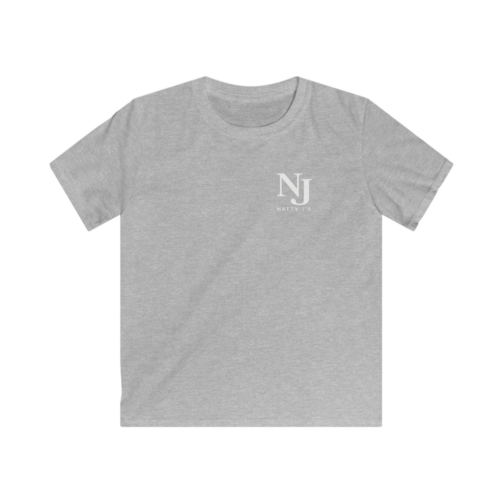 Gray t-shirt with a logo on a white background