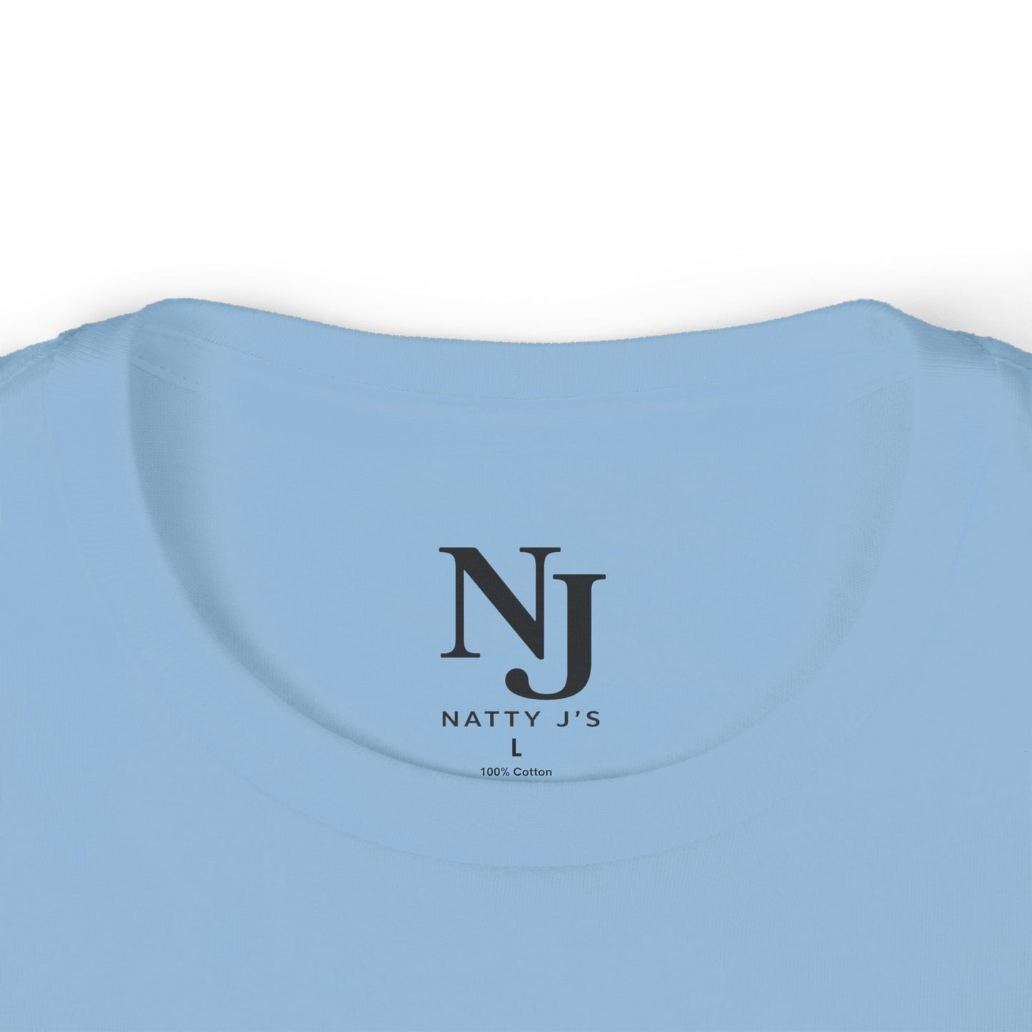 Light blue shirt with 'NJ Natty J's' logo and text on a white background