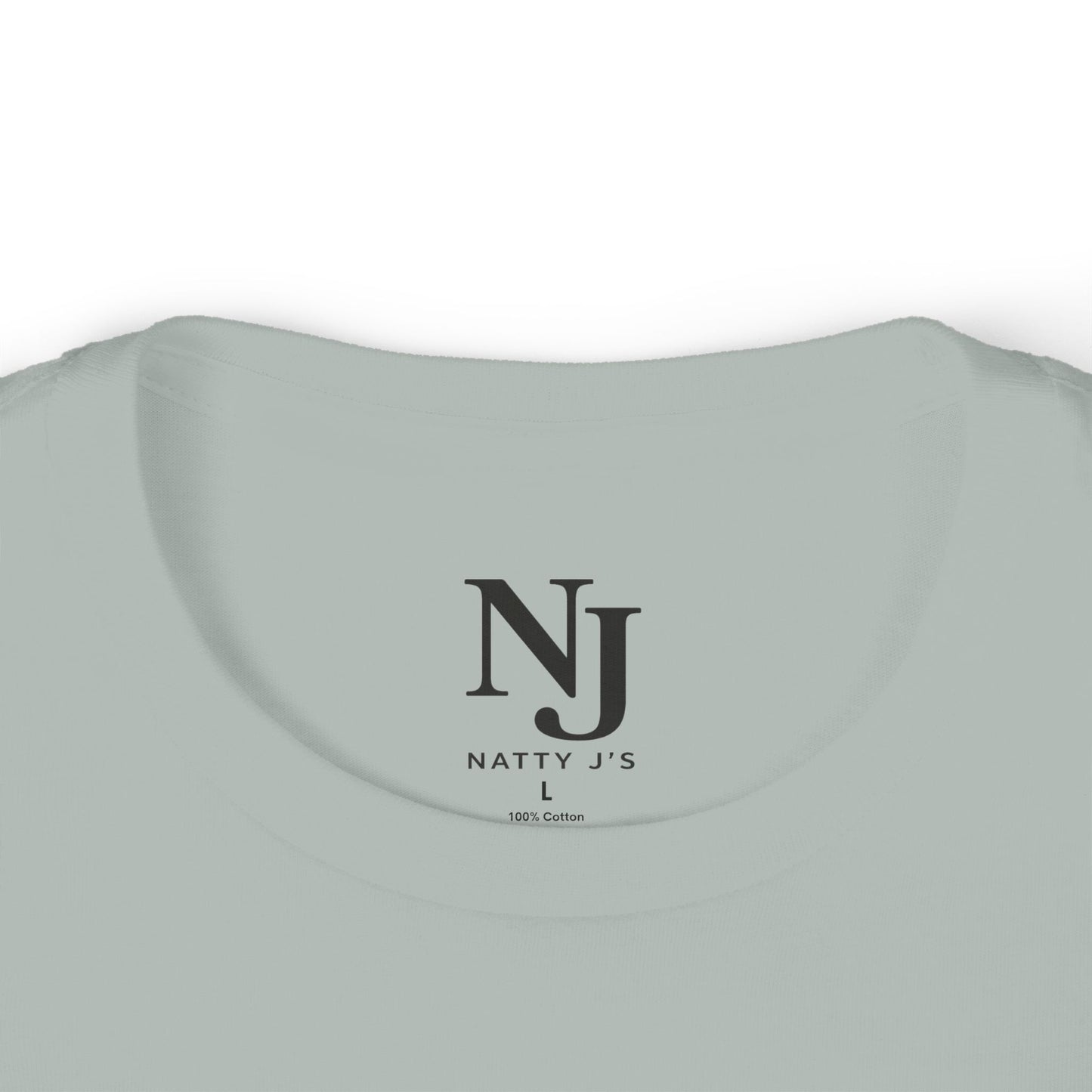 Silver t-shirt with 'NJ Natty J's' logo on a white background