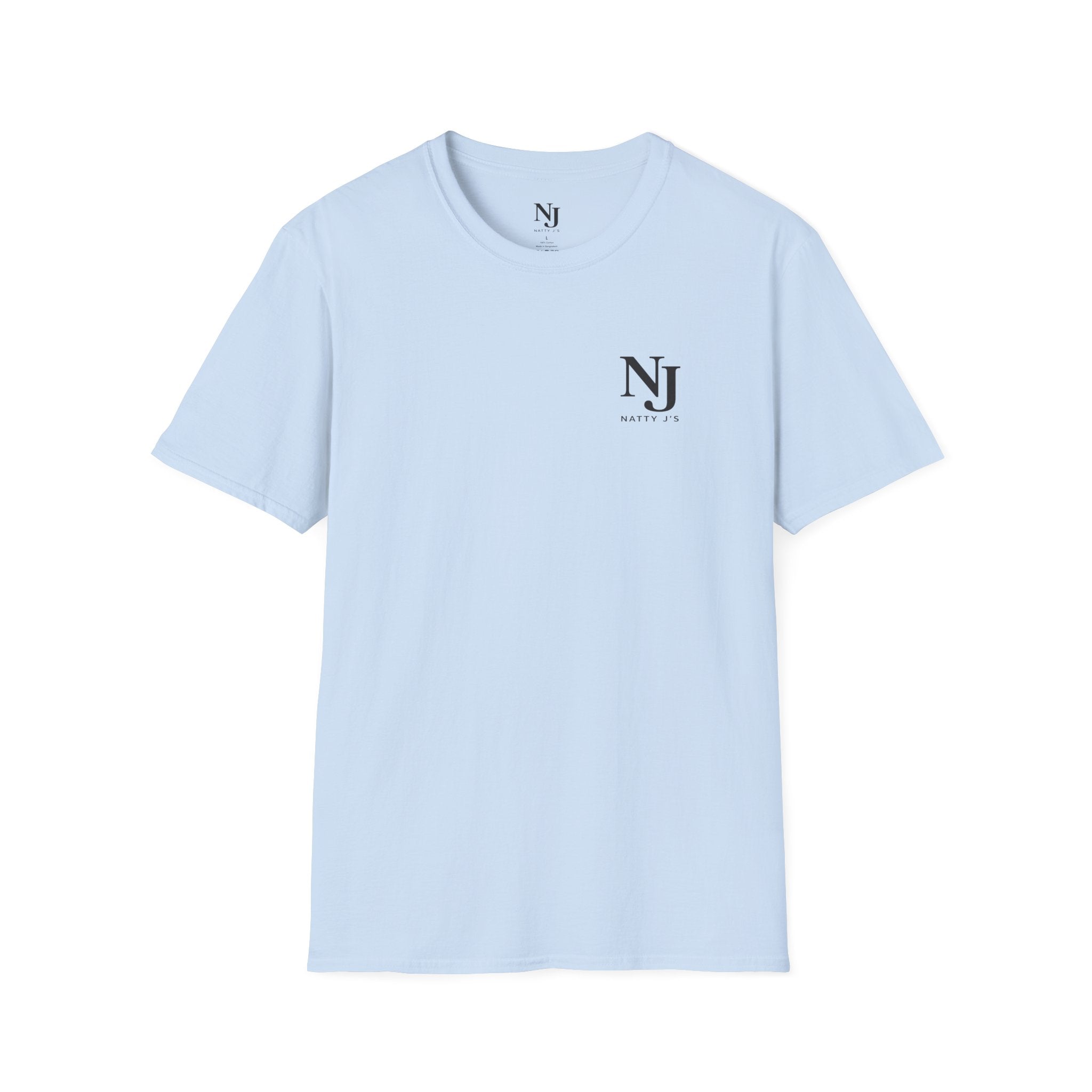 Light blue t-shirt with a logo on a white background