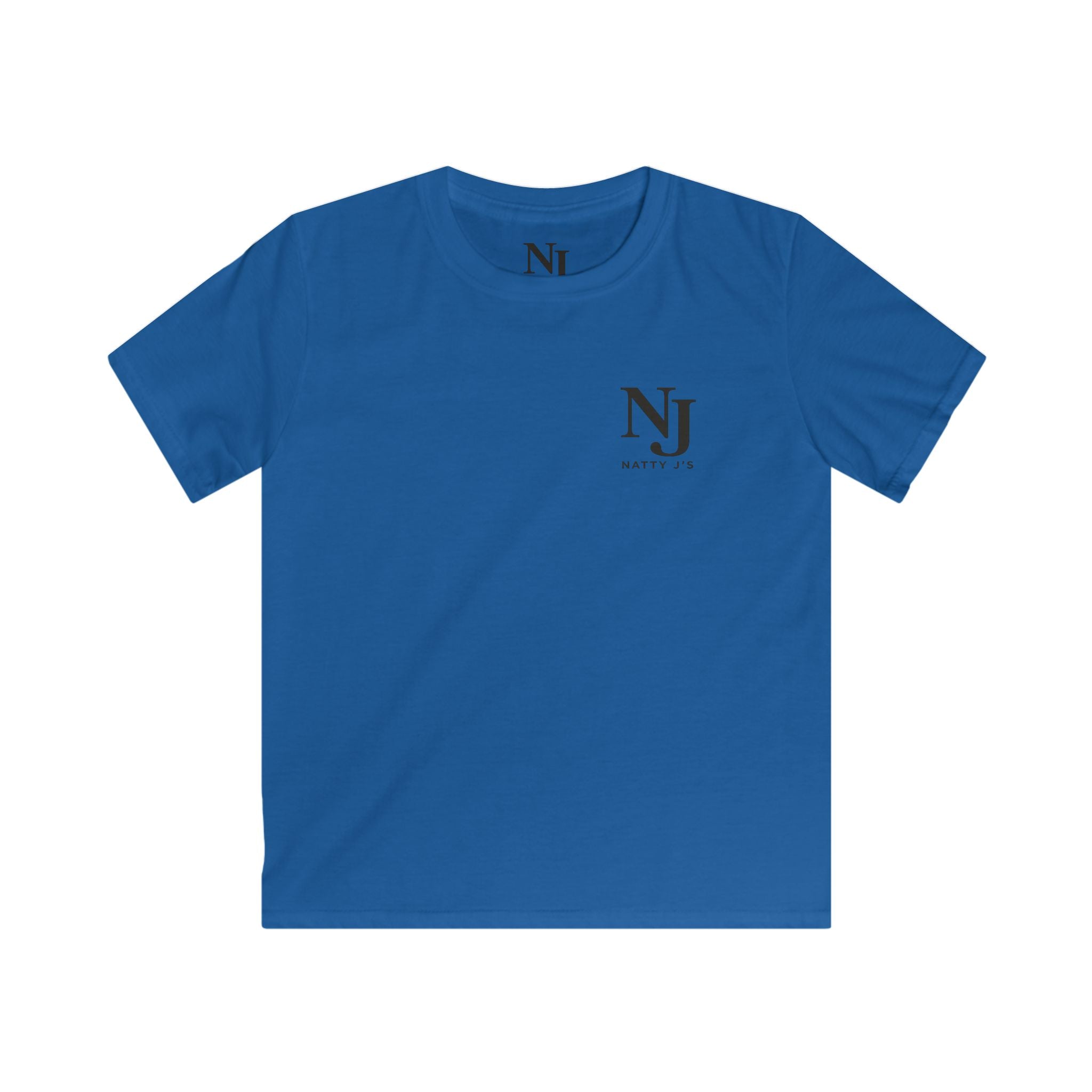 Blue t-shirt with a 'NJ NattyJ's' Left chest logo on a white background