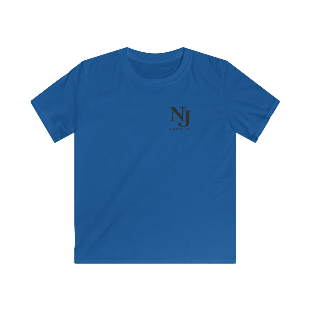 Royal Blue youth t-shirt with natty j's apparel left chest logo