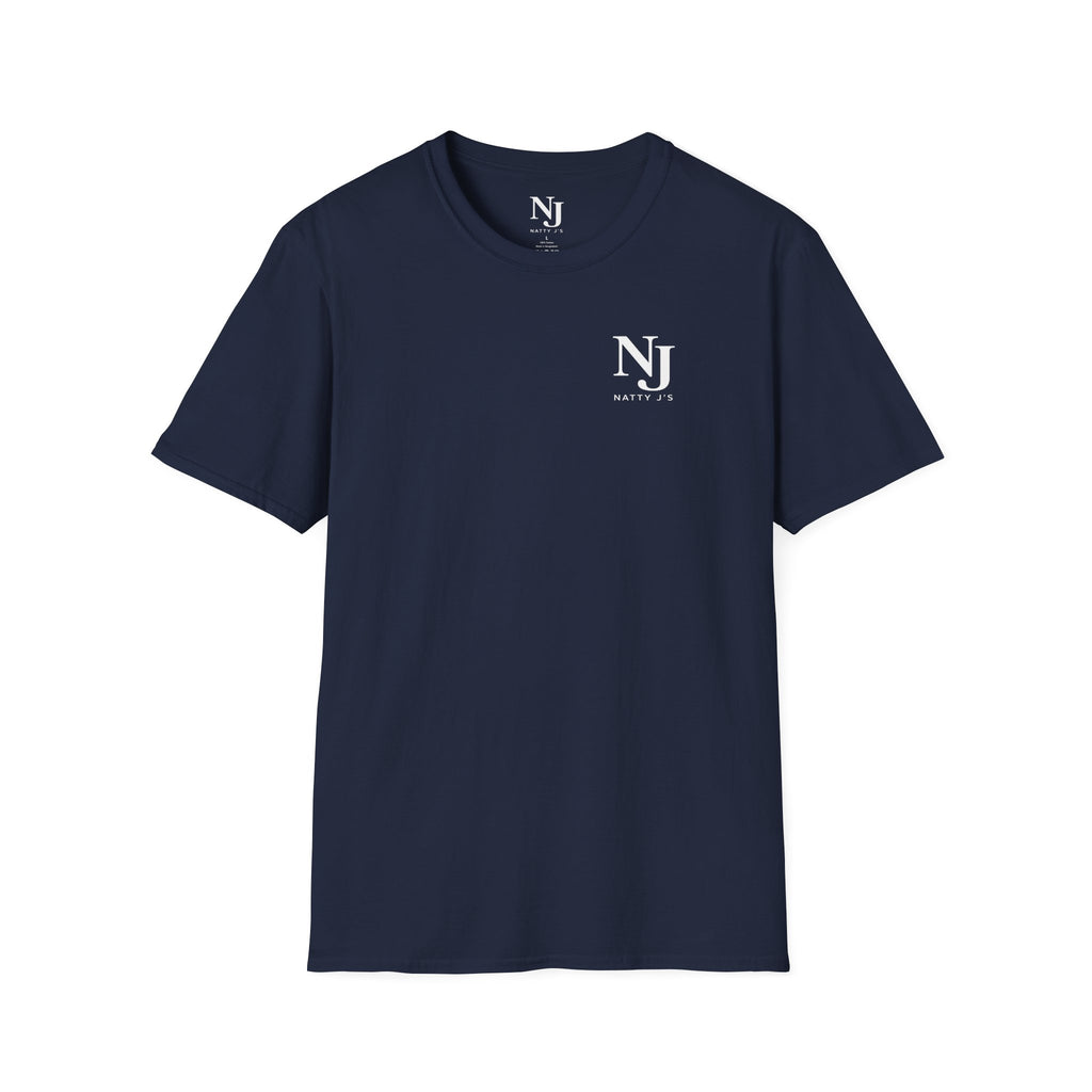 Navy blue t-shirt with a Natty J's "NJ" left chest logo
