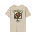 Beige t-shirt with football graphic and 'Natty J's Apparel' logo on a white background