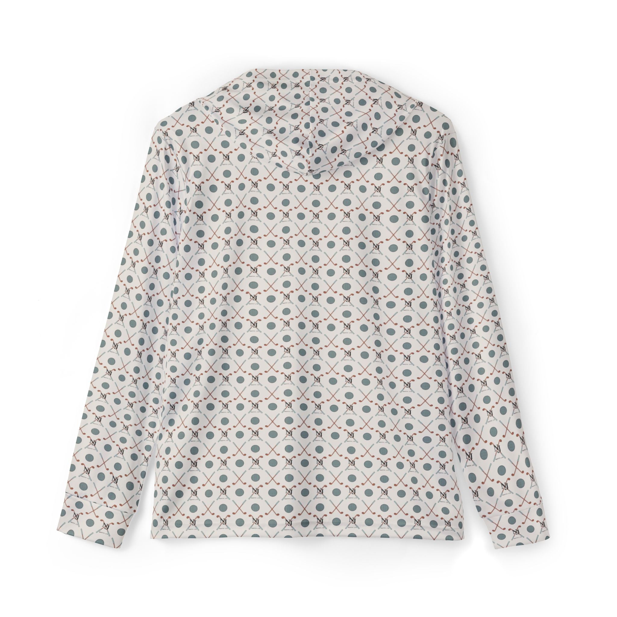 Long-sleeve shirt with a geometric pattern on a white background