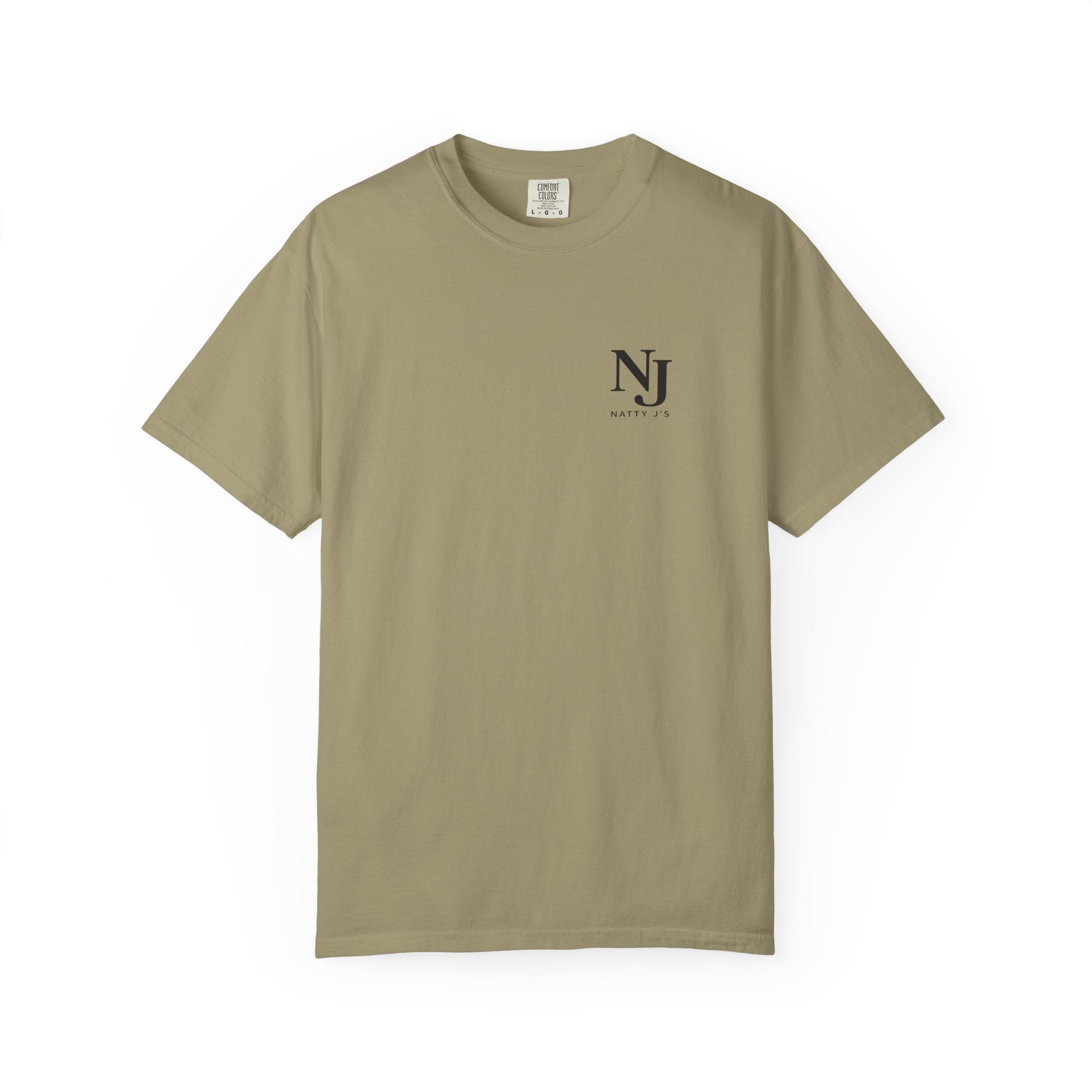 Gray t-shirt with 'NJ' logo on a white background
