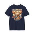 Navy blue t-shirt with Baseball dad baseball-themed design and 'Baseball Dad' text Featuring 'Natty J's Apparel' Branding