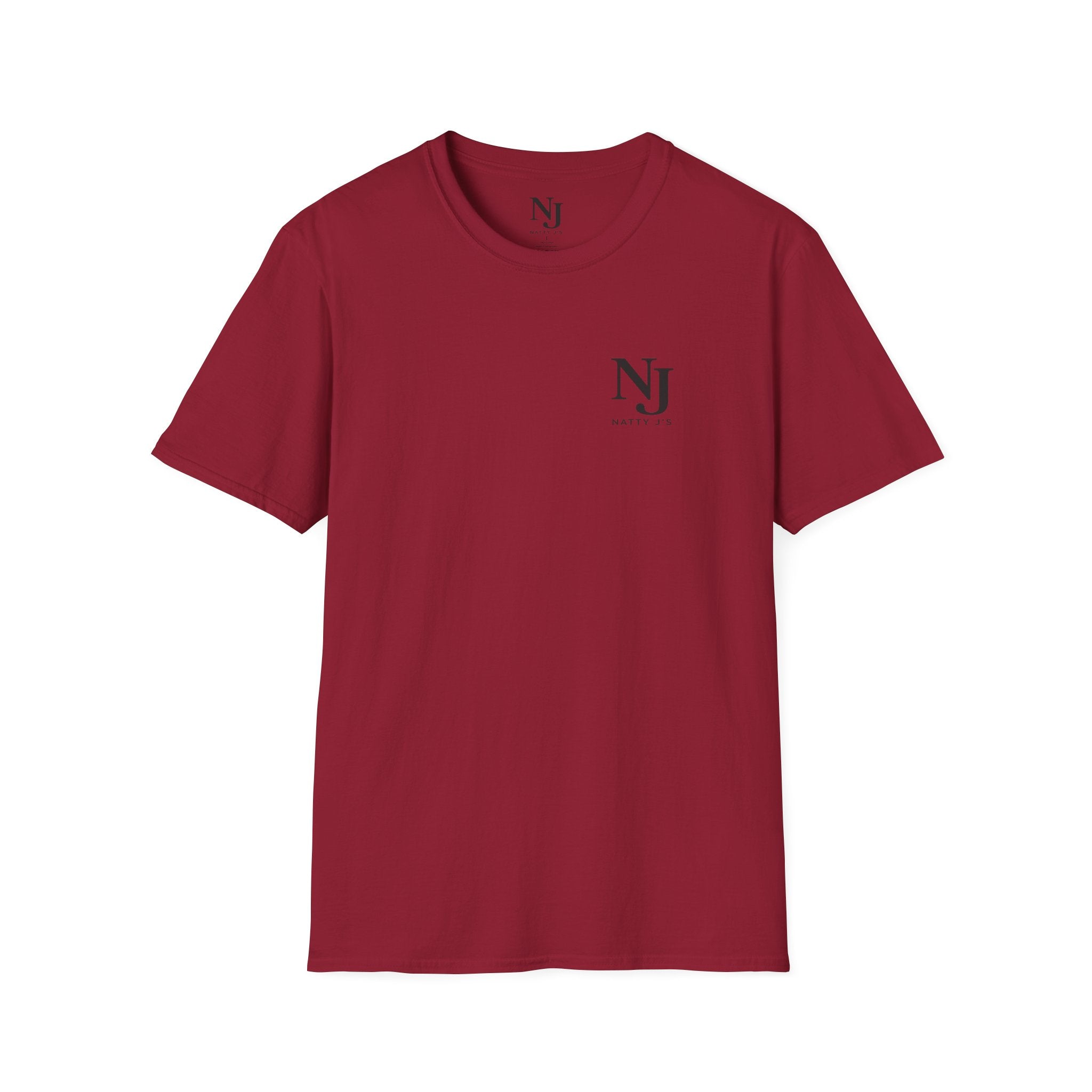 Red t-shirt with a small 'NJ NattyJ's' Left chest logo