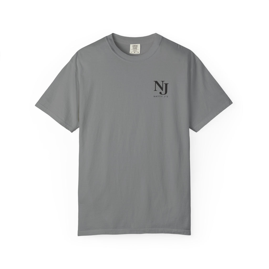 Gray t-shirt with a 'NJ NattyJ's' Left Chest logo on a white background