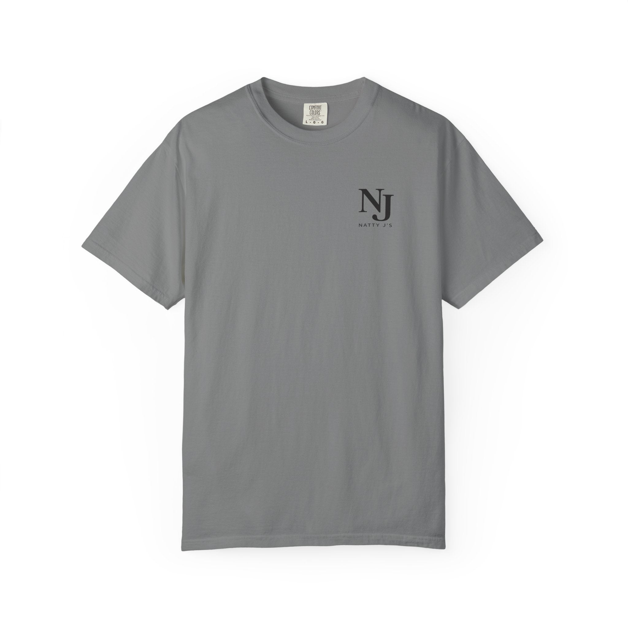 Gray t-shirt with a 'NJ NattyJ's' Left Chest logo on a white background