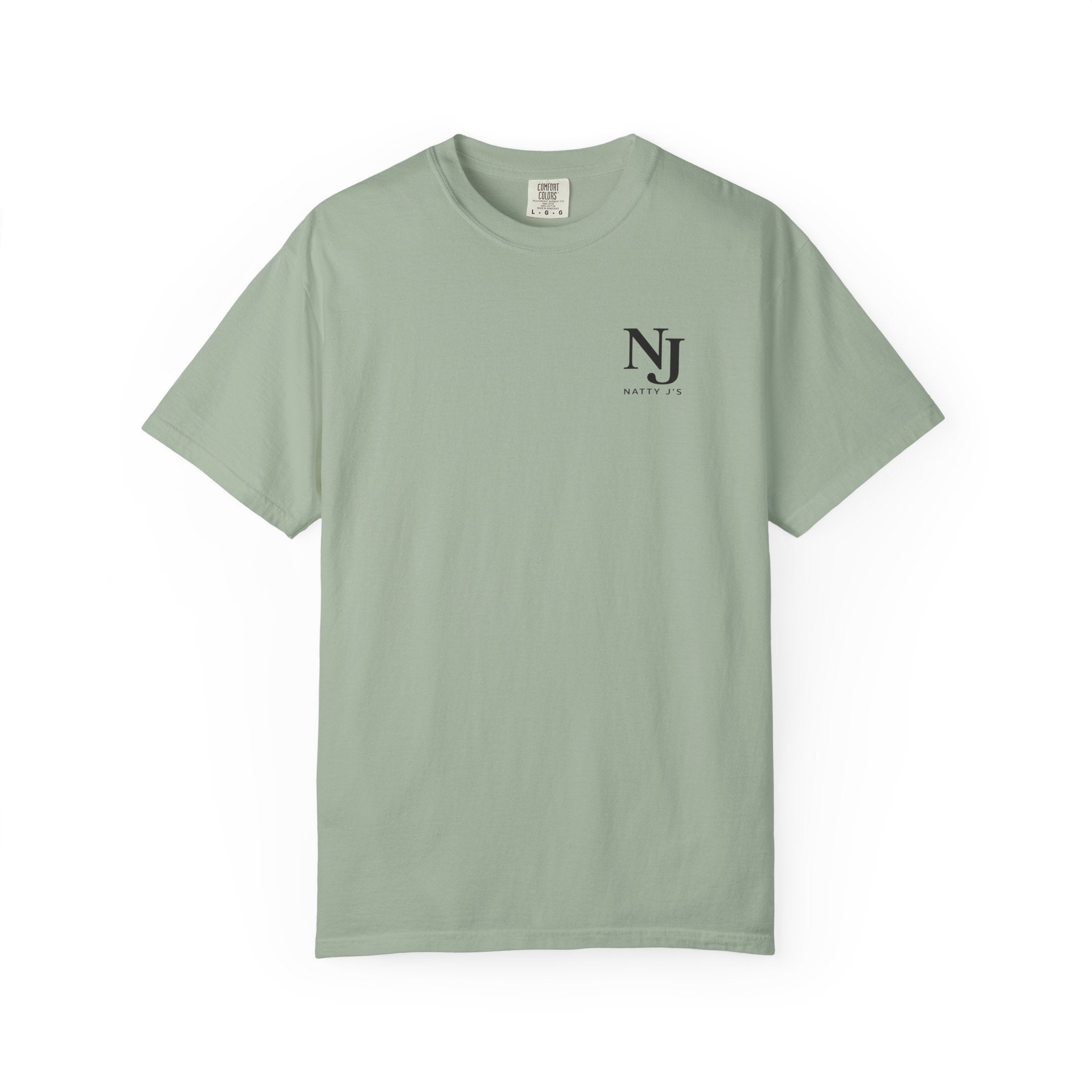 Light Green  (Bay) t-shirt with 'NJ NattyJ's' Left Chest logo on a white background