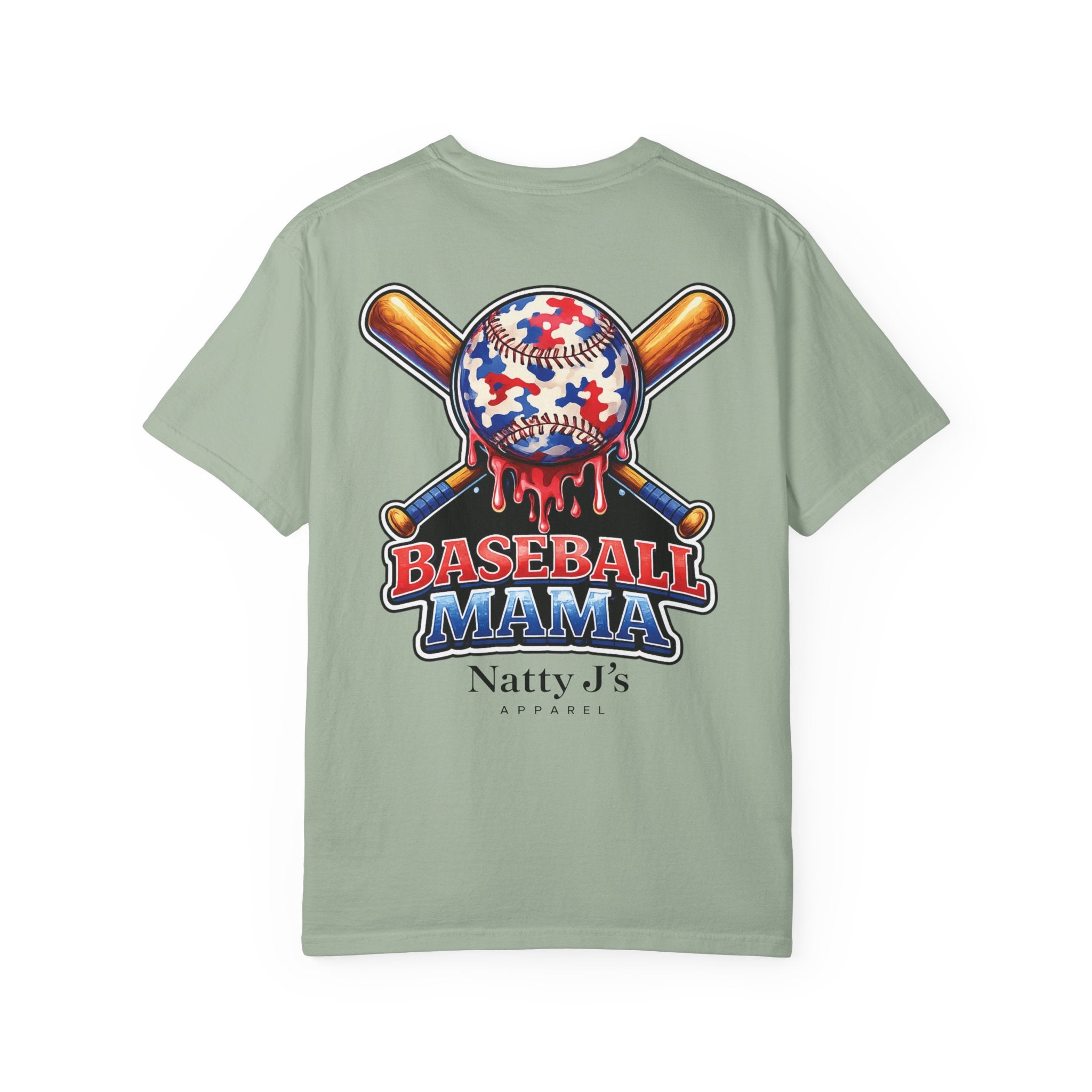 Light Green (Bay) patriotic baseball mama shirt with red white blue baseball and crossed bats on cream t-shirt
womens baseball mom shirt with patriotic graphic and dripping baseball design
baseball mama graphic tee for women with american flag colors
game day shirt for baseball moms with bold red white blue design
sports mom shirt with baseball and bat graphic for tournament season Featuring NattyJ's Apparel