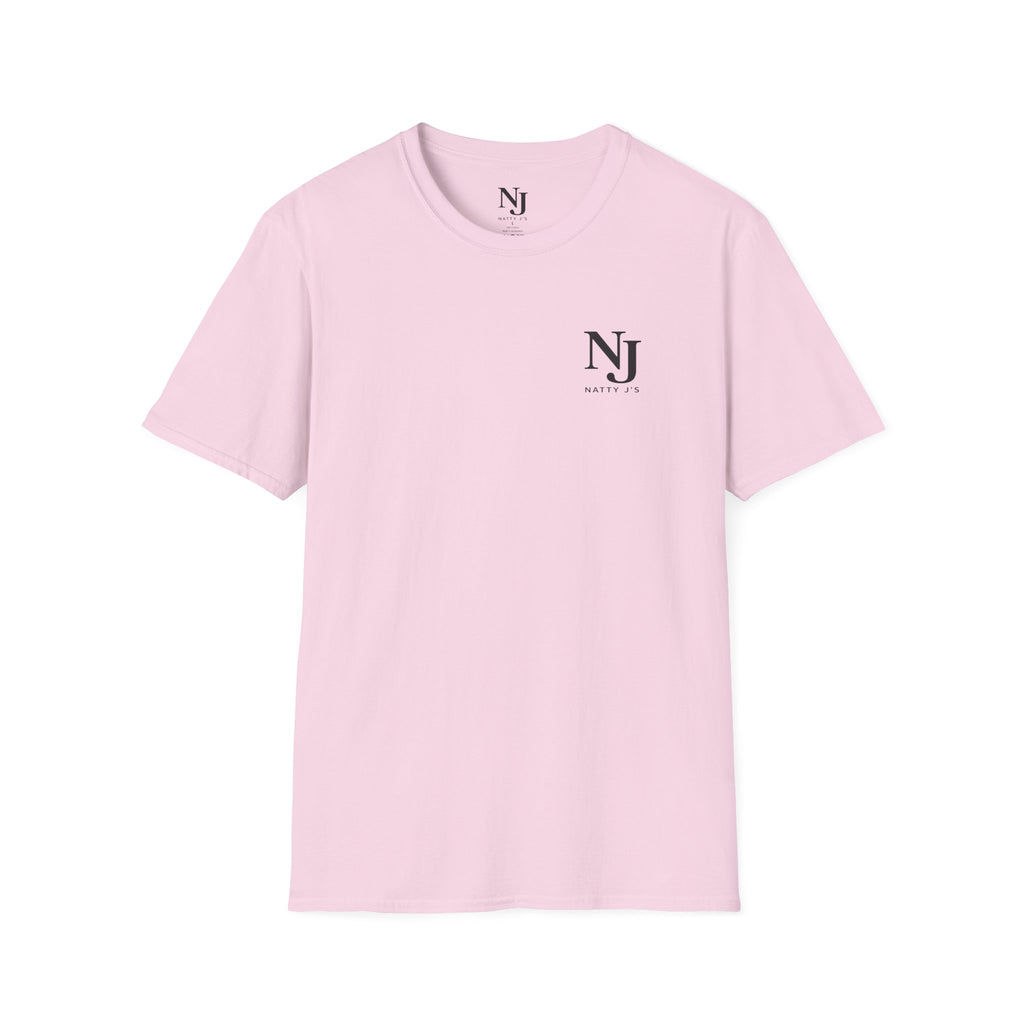 Pink t-shirt with 'NJ Natty J's' Front left chest logo 
