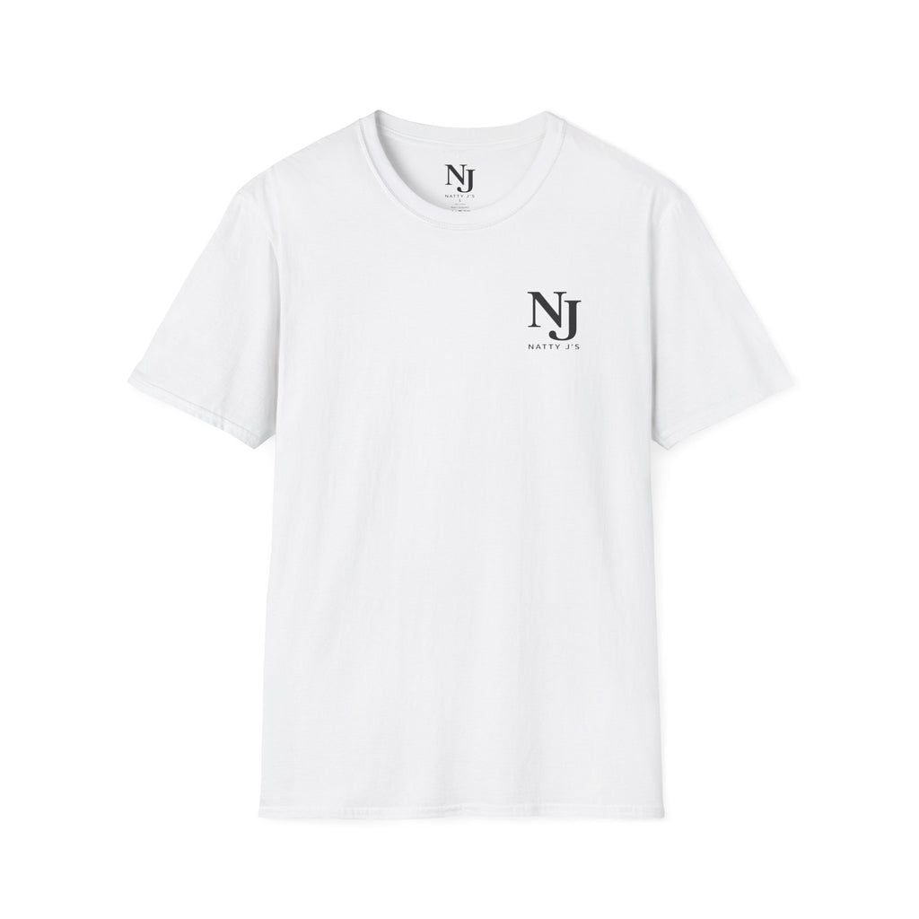 White t-shirt with a 'NJ NattyJ's' Left Chest logo