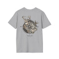 Gray t-shirt with nature-themed compass graphic featuring 'NattyJ's Apparel' branding