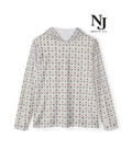 Patterned hoodie with 'Natty J's' logo on a white background